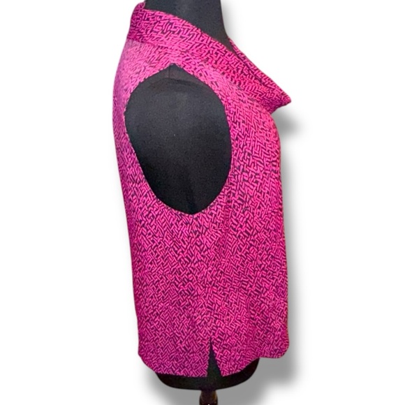 VINCE CAMUTO Ikat Print Cowl Neck Sleeveless Top - XL Wild Petunia - Picture 5 of 12